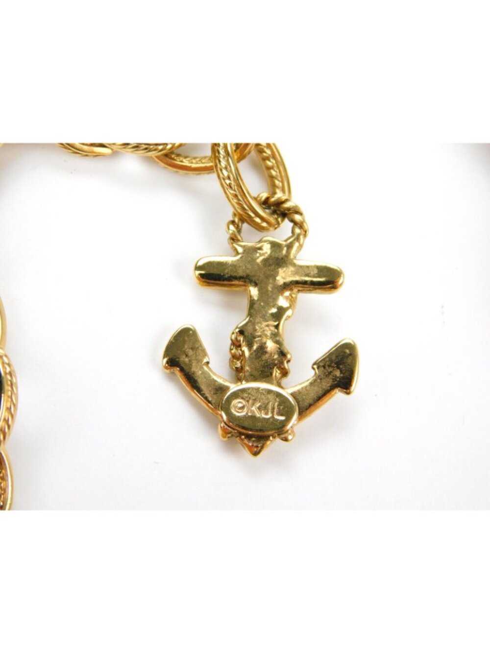 Kenneth Jay Lane KJL Rope Nautical Knot Gold Tone Statement Collar Necklace - Picture 7 of 7